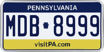PA license plate MDB8999