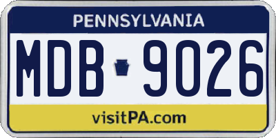 PA license plate MDB9026