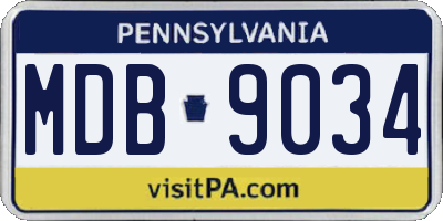 PA license plate MDB9034