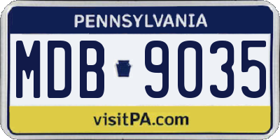 PA license plate MDB9035
