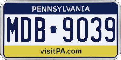 PA license plate MDB9039