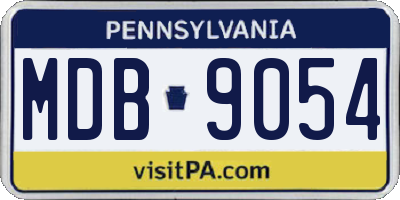 PA license plate MDB9054