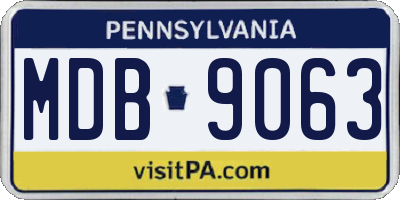 PA license plate MDB9063