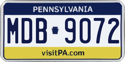 PA license plate MDB9072