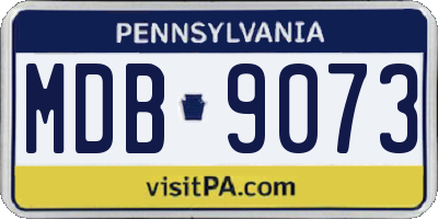 PA license plate MDB9073