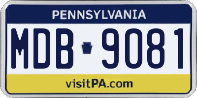 PA license plate MDB9081