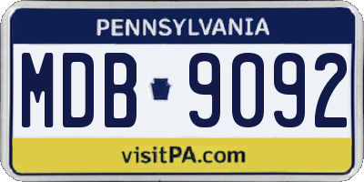 PA license plate MDB9092