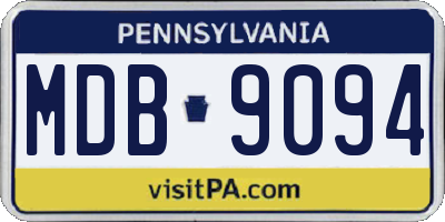 PA license plate MDB9094
