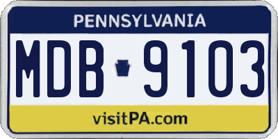 PA license plate MDB9103