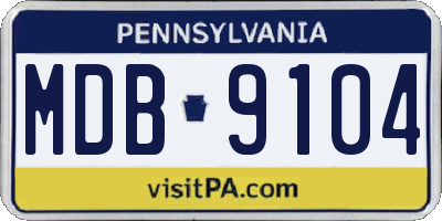 PA license plate MDB9104
