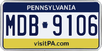 PA license plate MDB9106