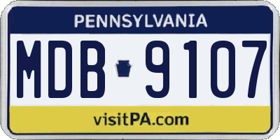 PA license plate MDB9107