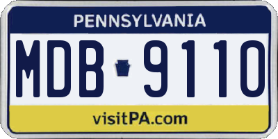 PA license plate MDB9110