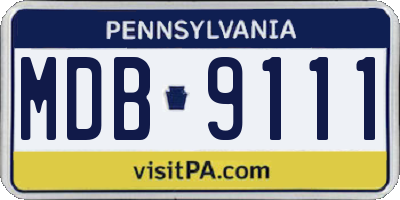 PA license plate MDB9111