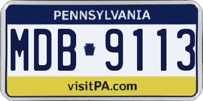 PA license plate MDB9113