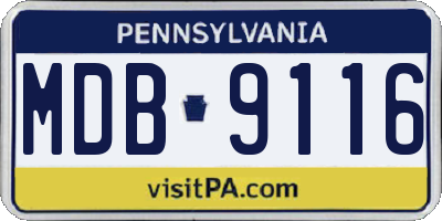 PA license plate MDB9116