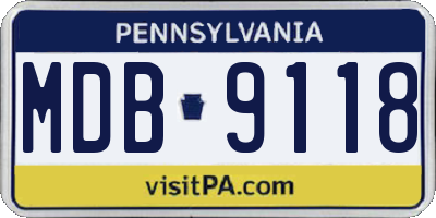 PA license plate MDB9118
