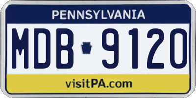 PA license plate MDB9120