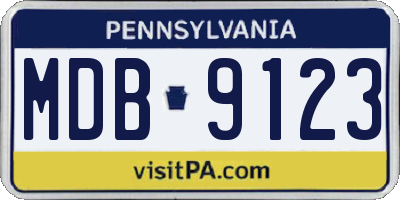 PA license plate MDB9123