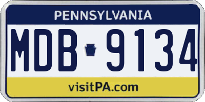 PA license plate MDB9134