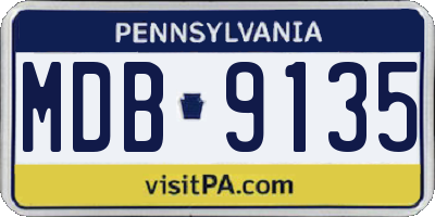 PA license plate MDB9135