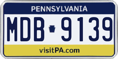 PA license plate MDB9139