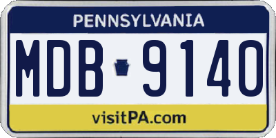 PA license plate MDB9140
