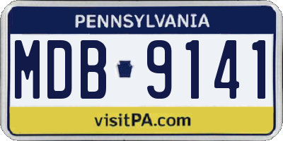 PA license plate MDB9141