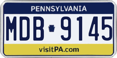PA license plate MDB9145