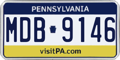 PA license plate MDB9146