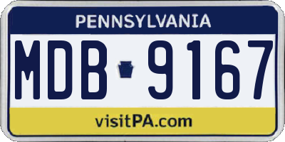 PA license plate MDB9167