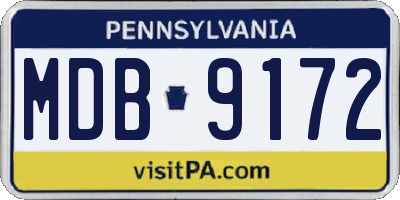 PA license plate MDB9172