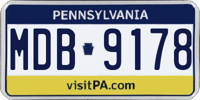PA license plate MDB9178