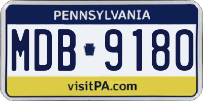PA license plate MDB9180