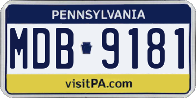PA license plate MDB9181