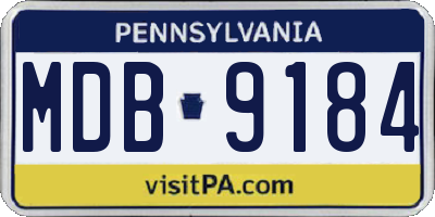 PA license plate MDB9184