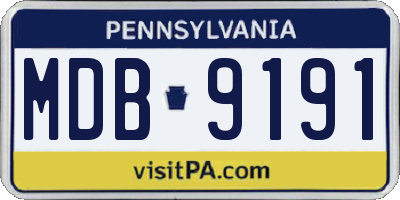 PA license plate MDB9191