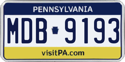PA license plate MDB9193