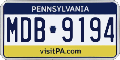PA license plate MDB9194