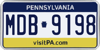PA license plate MDB9198