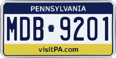 PA license plate MDB9201