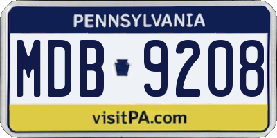 PA license plate MDB9208