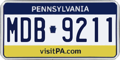 PA license plate MDB9211