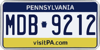 PA license plate MDB9212