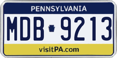 PA license plate MDB9213