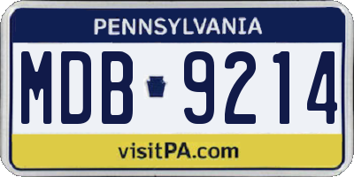 PA license plate MDB9214