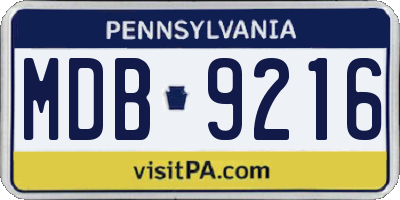 PA license plate MDB9216