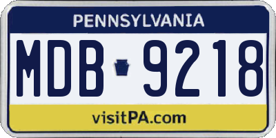 PA license plate MDB9218