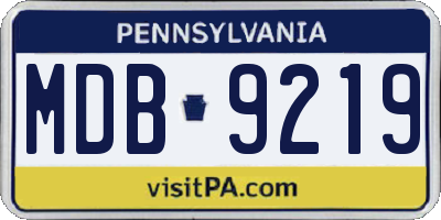 PA license plate MDB9219