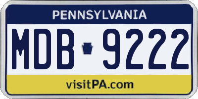 PA license plate MDB9222